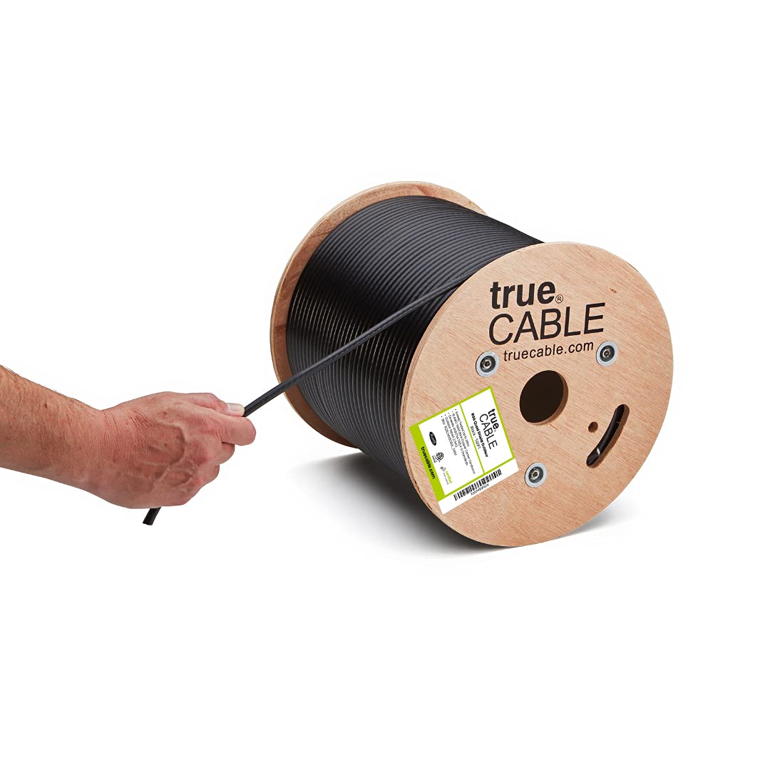 TRUECABLE RG6 Outdoor Quad Shield cable for reliable TV and satellite signals.