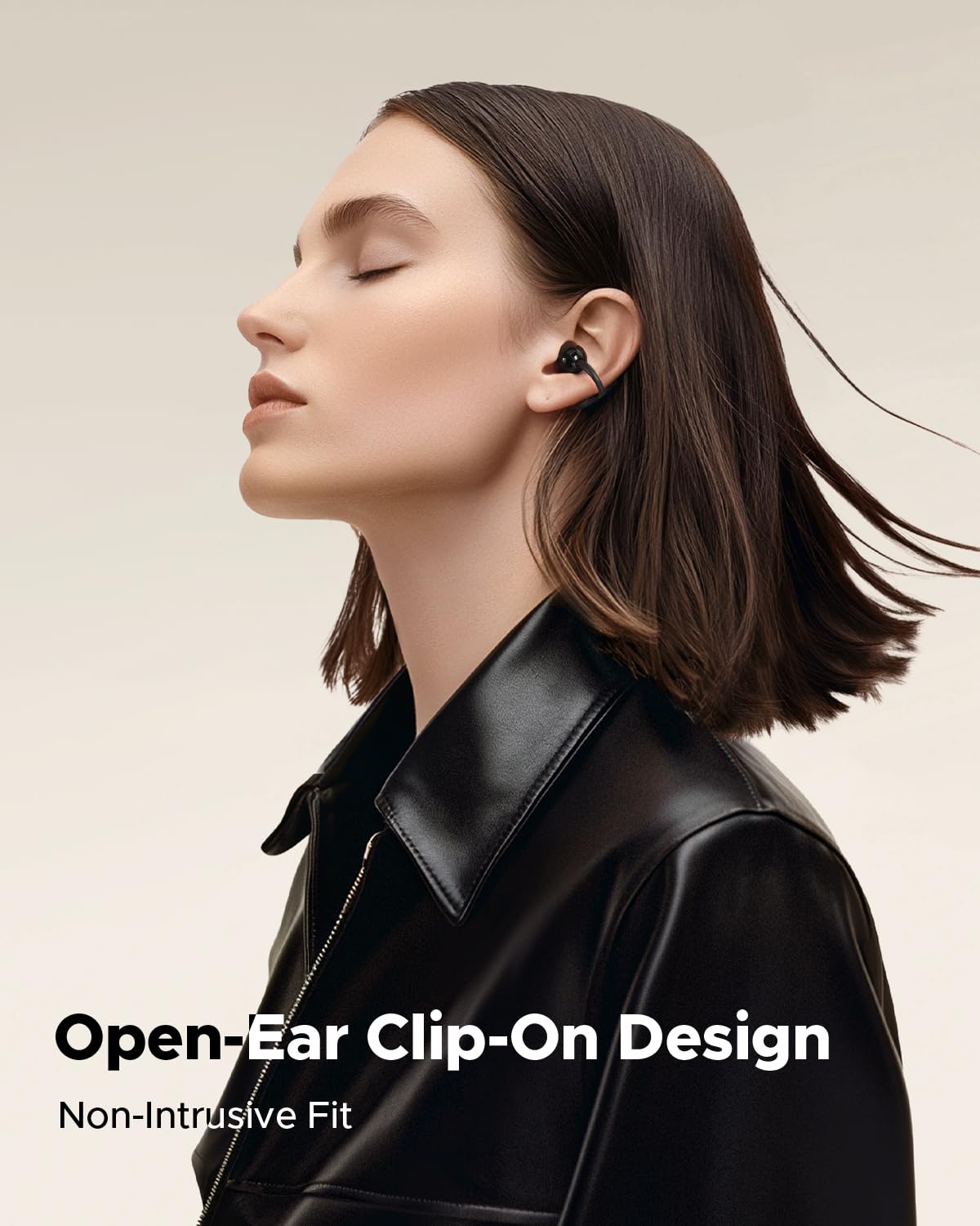 truefree C10 clip-on ear-hook design resting behind the ear for secure fit