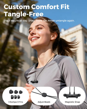 truefree magnetic backs snapped together, keeps earbuds secure when idle
