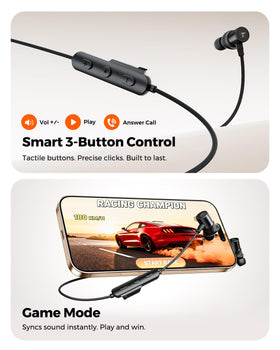 truefree earbuds with water droplets, IP67 protection from sweat and rain