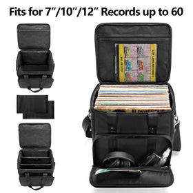 Trunab open main compartment with LPs inside, demonstrates padded interior protection