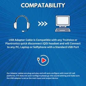 TruVoice USB QD adapter with anti-tangle cable for reliable daily use.