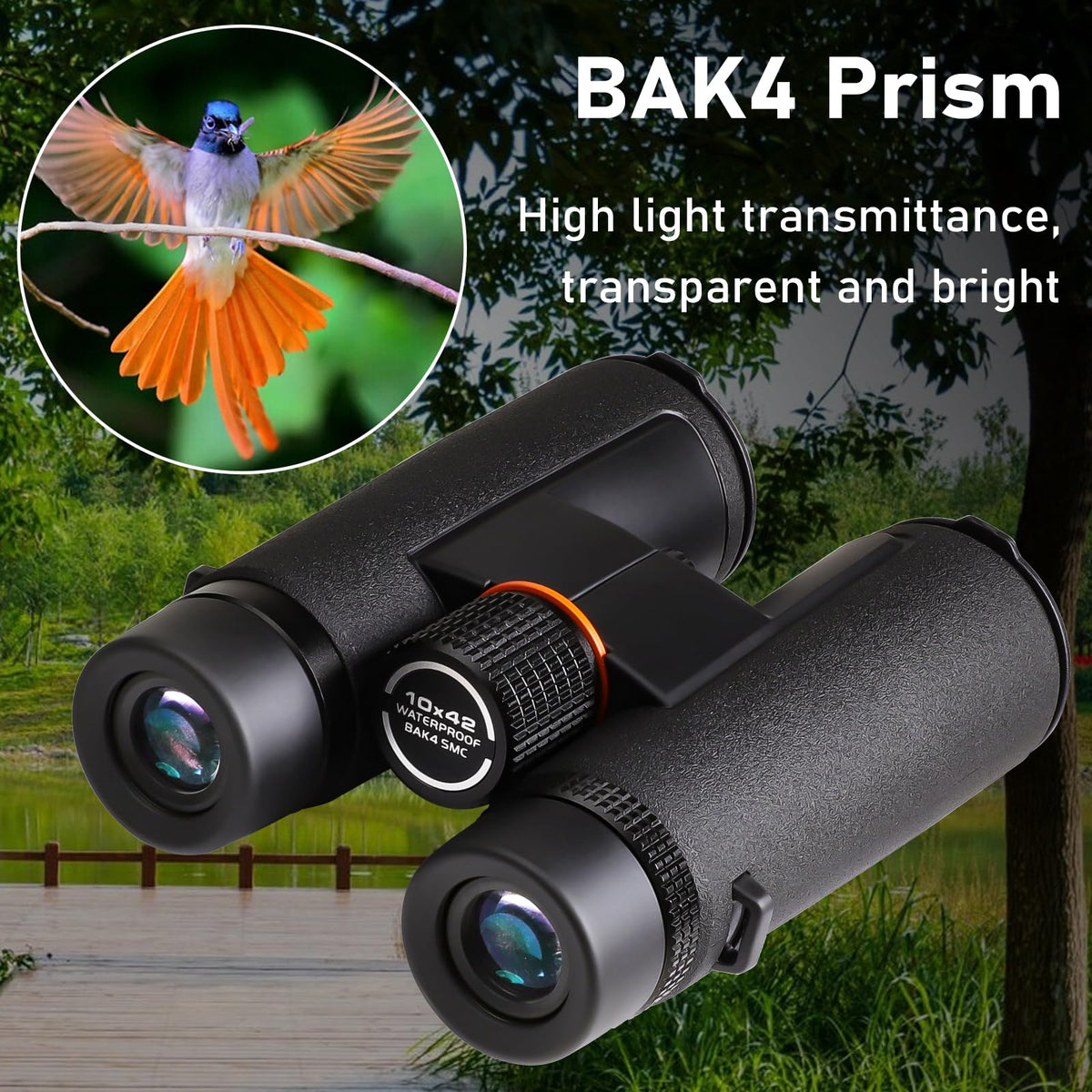 TRV binoculars BAK4 prisms deliver bright, sharp images.