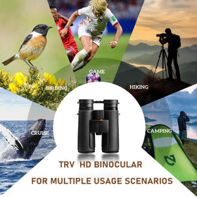 TRV binoculars IPX7 waterproof and fogproof for all-weather use.