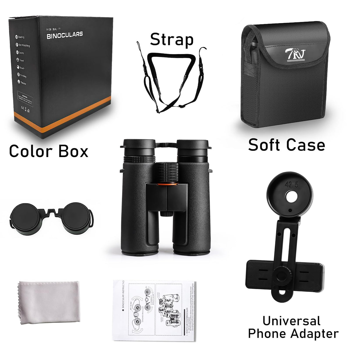 TRV binoculars phone adapter compatibility enables quick photo sharing.
