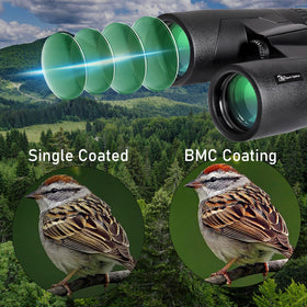TRV binoculars in hand illustrating lightweight 485g design for travel comfort