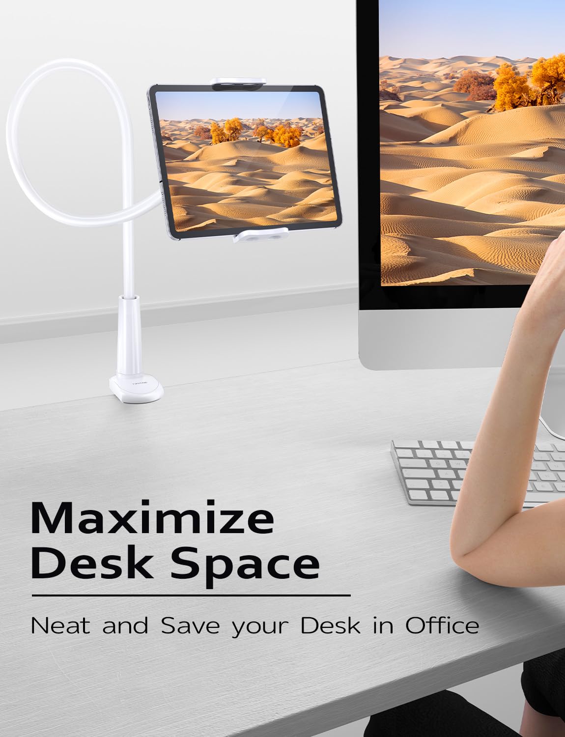 Tryone gooseneck arm provides flexible support for comfortable reading
