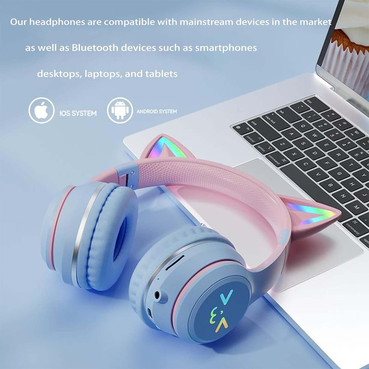 TSKVT cat ear headphones packaging, gift-ready presentation