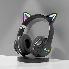 TSKVT cat ear headphones for kids with LED lights over-ear and vibrant glow