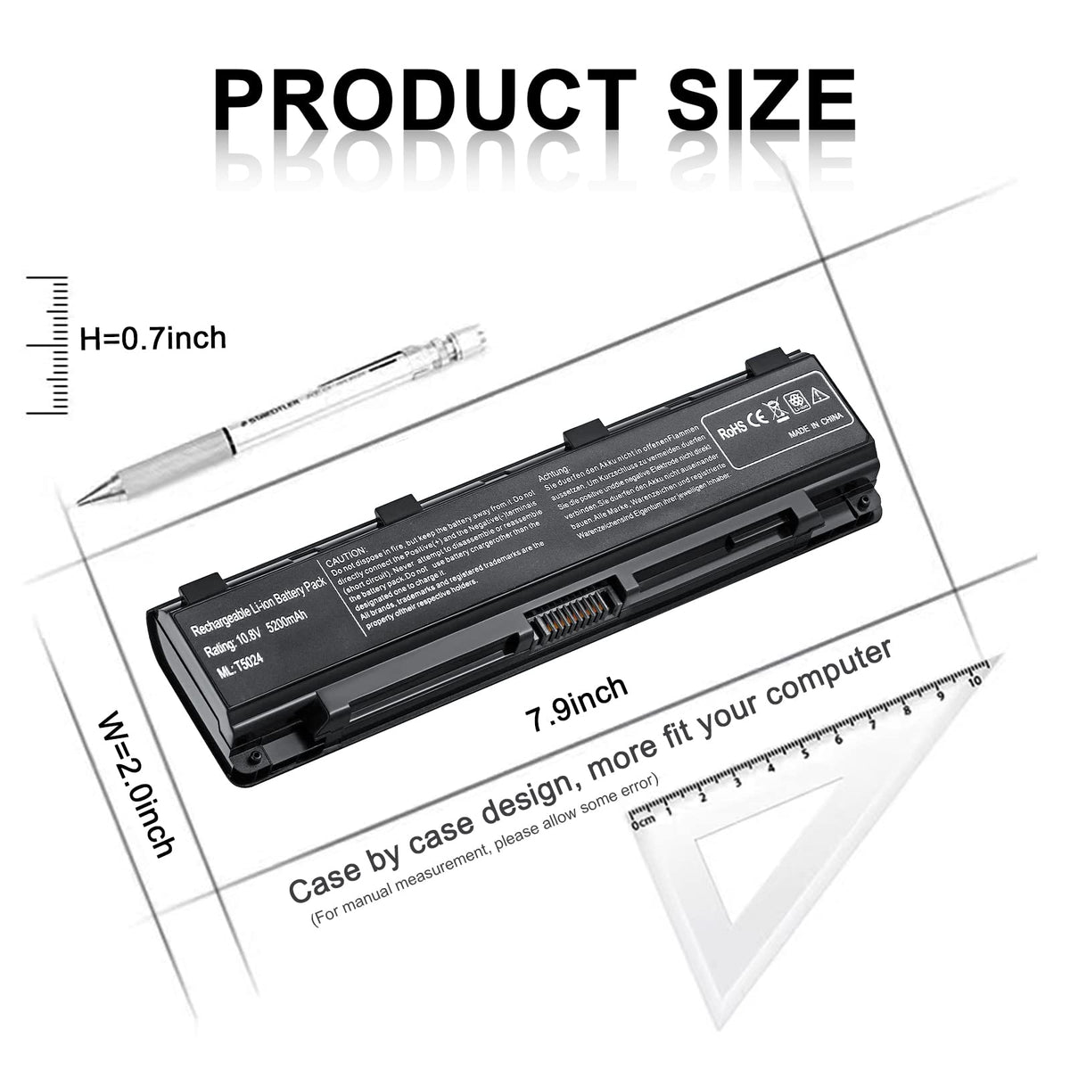 TSKYBEAR PA5109U-1BRS side view with connectors for easy replacement on Toshiba laptops.
