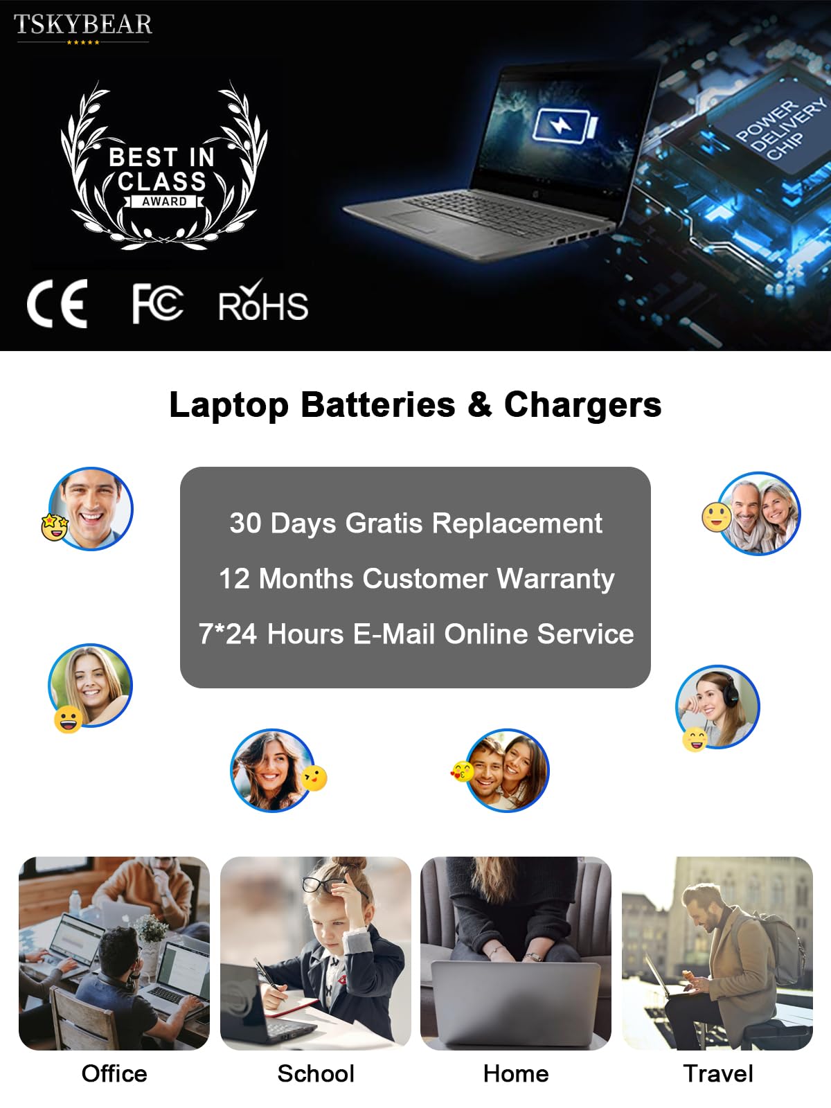 TSKYBEAR Vostro compatibility USB-C charger for small business devices