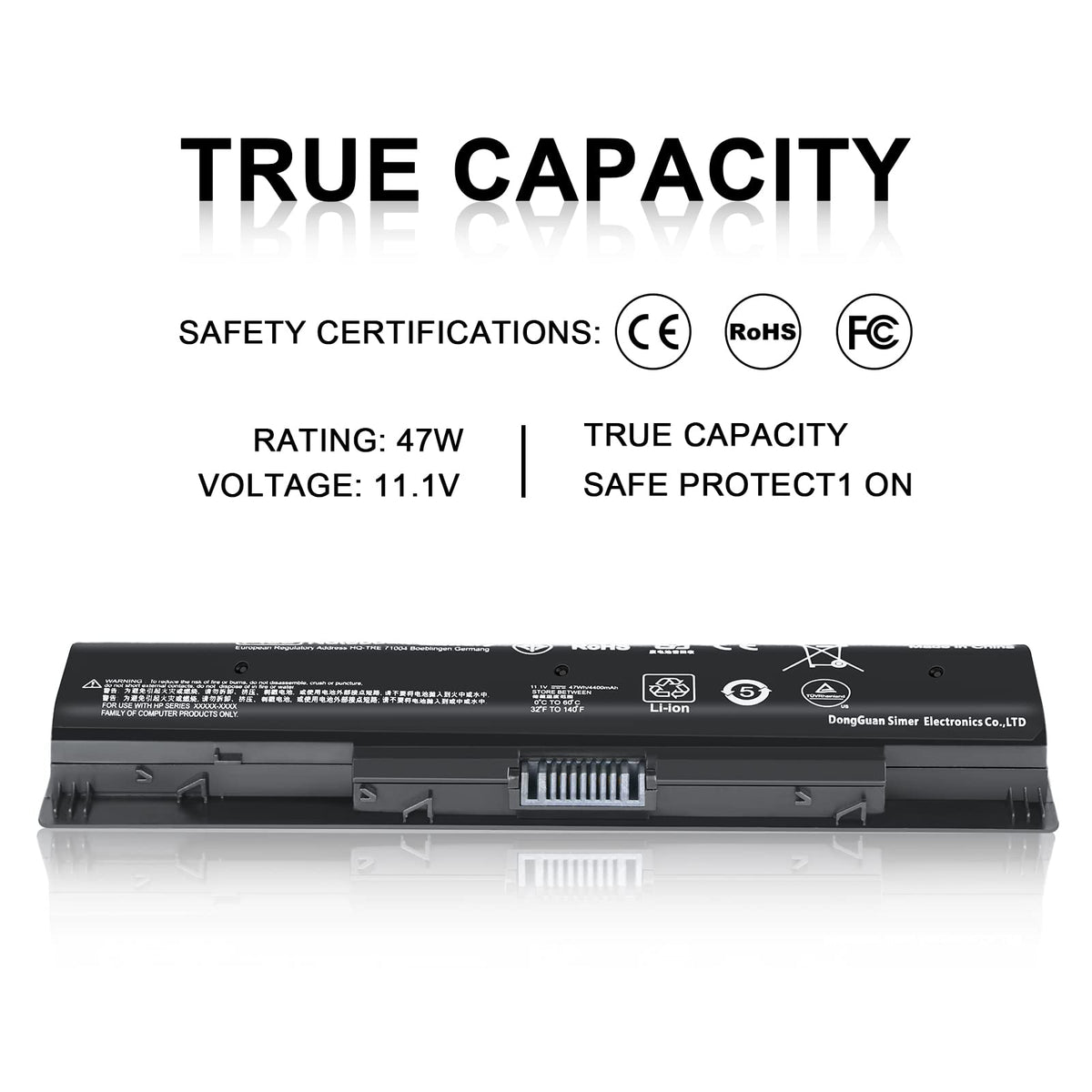 TSKYBEAR battery installed in HP laptop demonstrating restored runtime