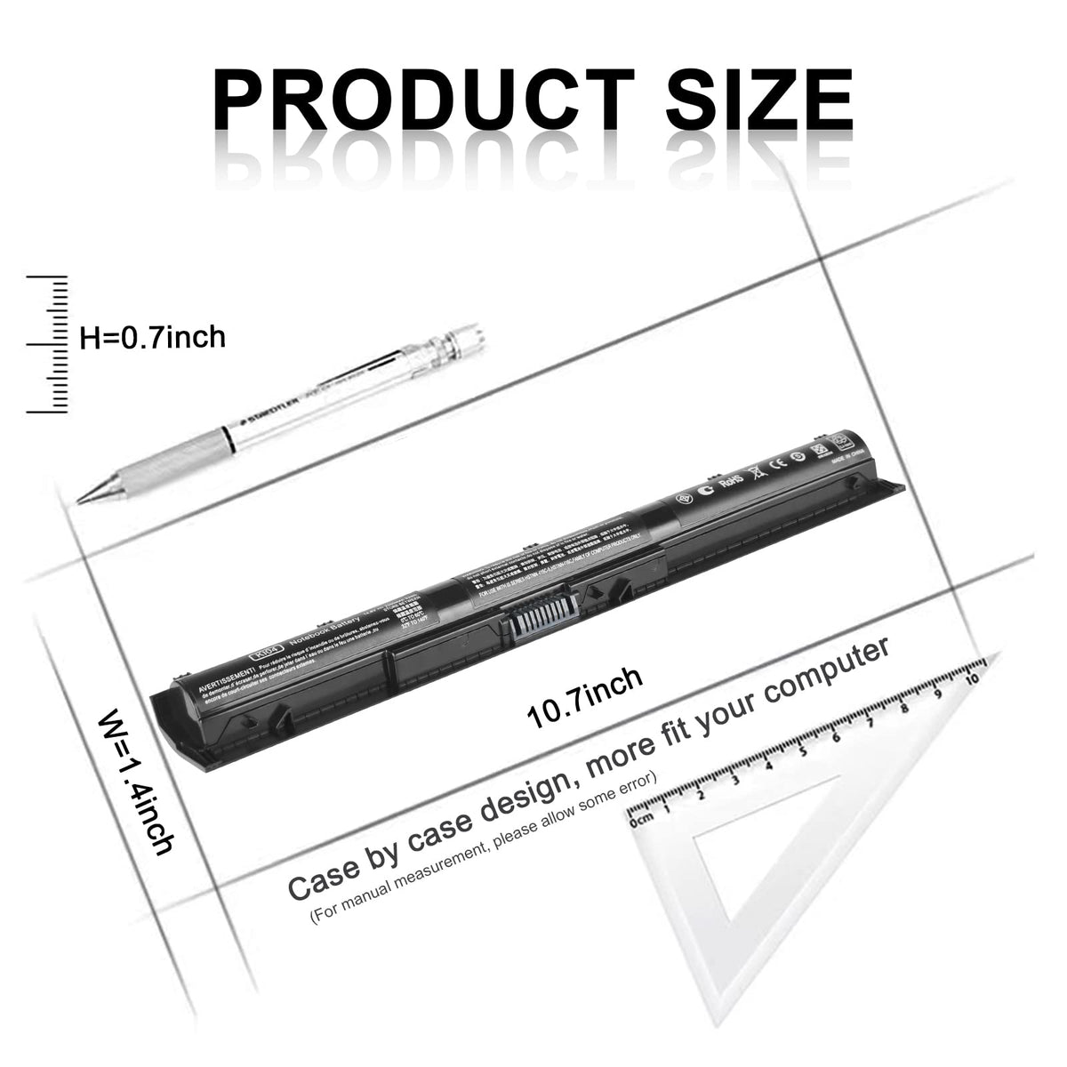 TSKYBEAR K104 battery side view for HP Pavilion 14T-ab easy replacement
