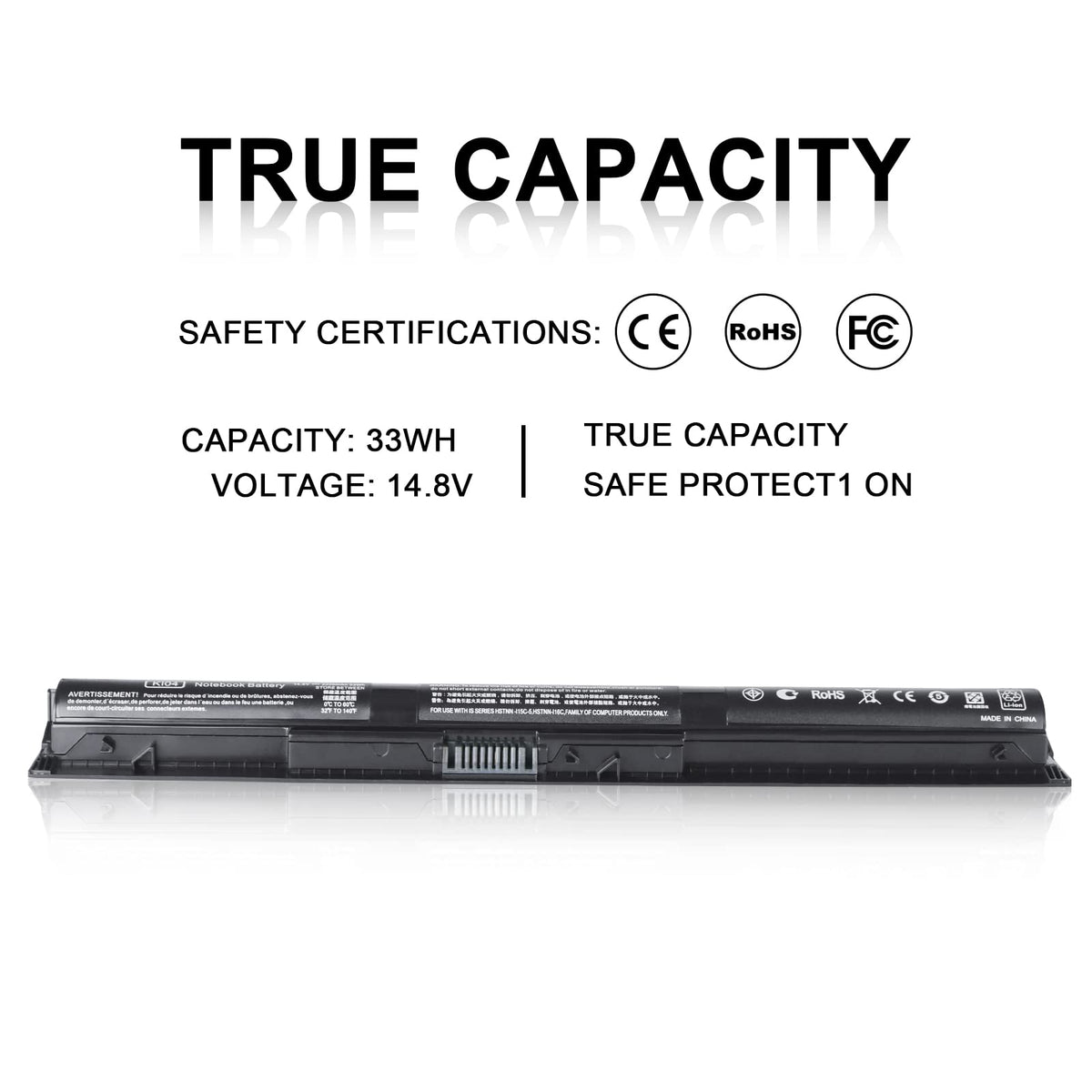 TSKYBEAR K104 battery side view for HP Pavilion 17-g steady performance