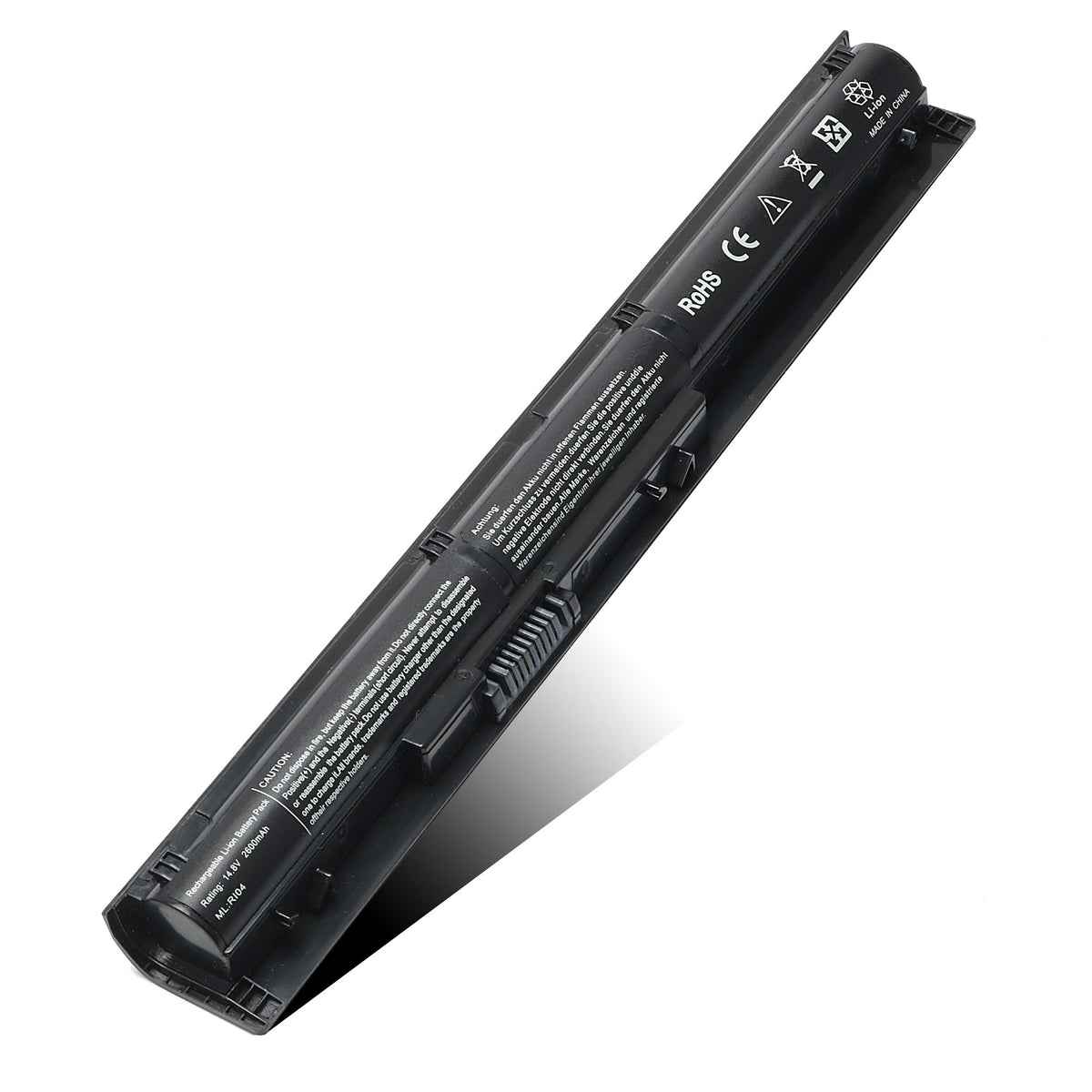 TSKYBEAR RI04 RI06XL battery top view, compact 4-cell design for HP laptops