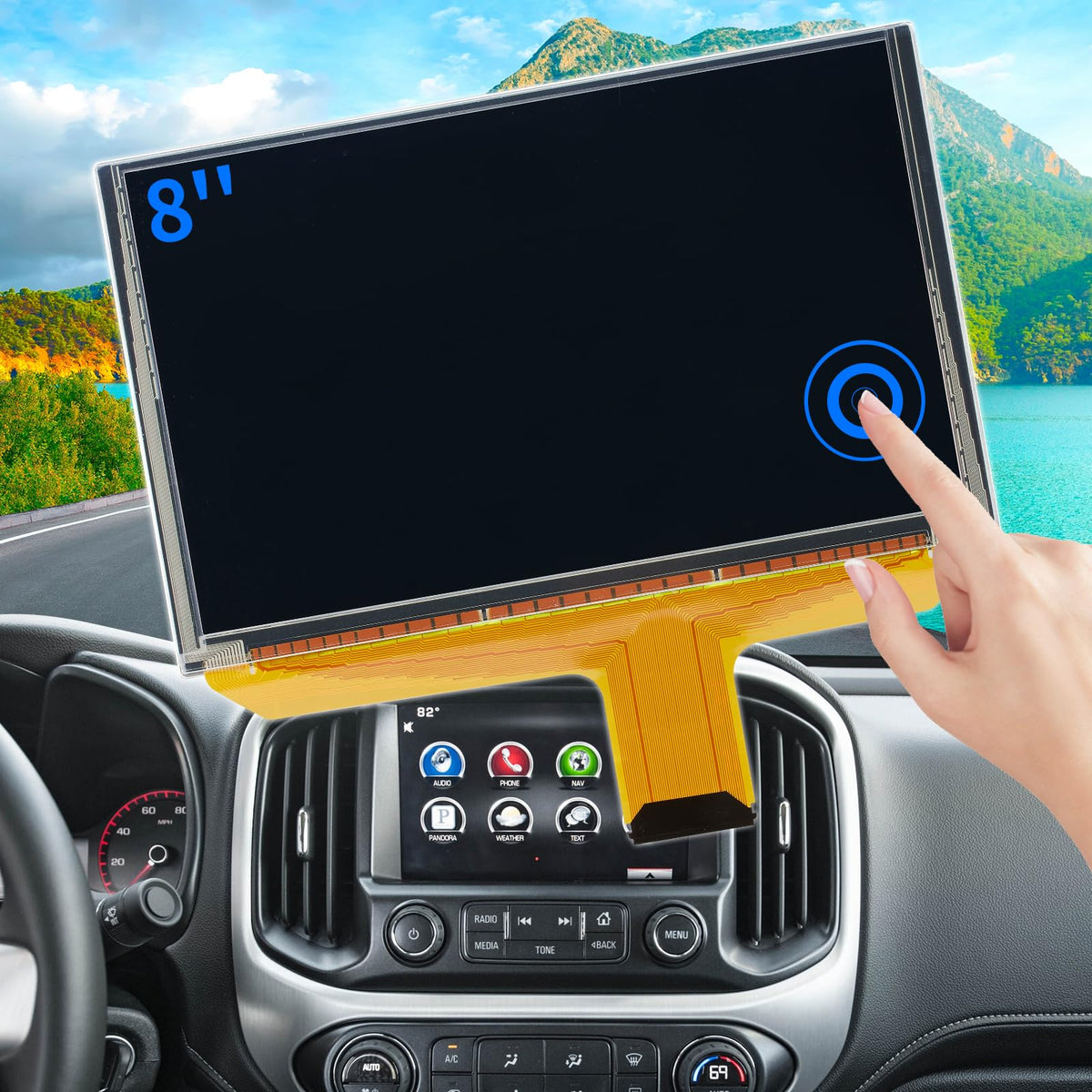 TsuperU DJ080PA-01A LCD touchscreen for Chevy trucks restores touch input.