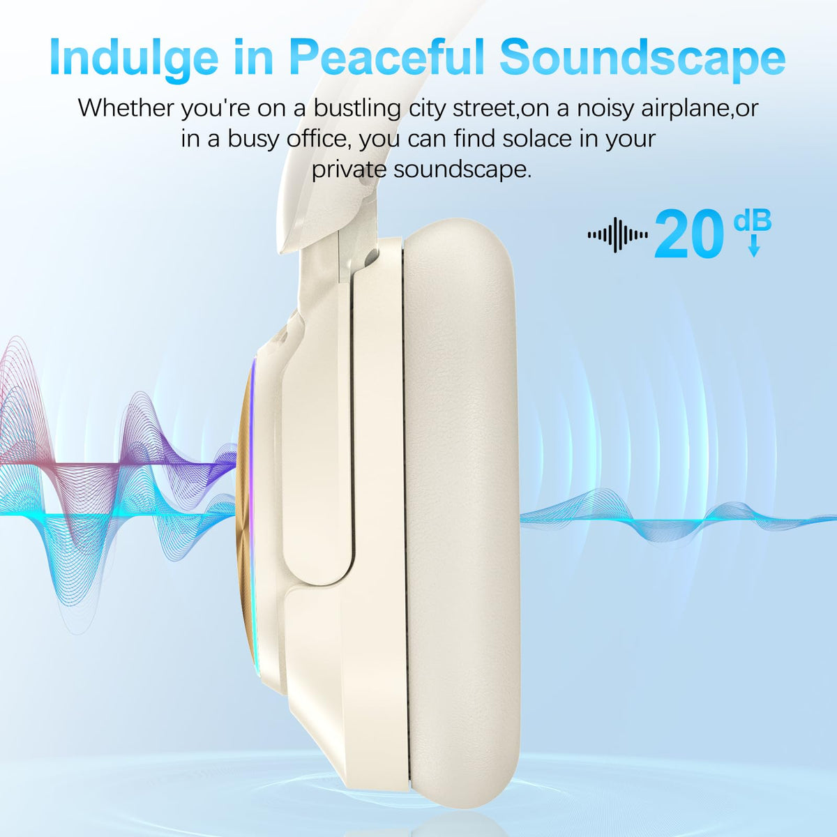 TSYUCXH wireless headphones with mic beige ideal for travel and calls