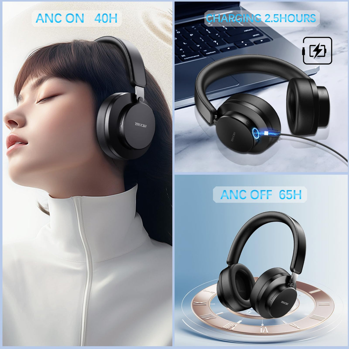 TSYUCXH wireless headphones offering long battery life for extended sessions
