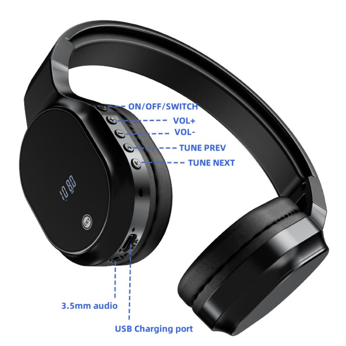T.TAOMI FM Radio Headphones adjustable headband for a secure fit