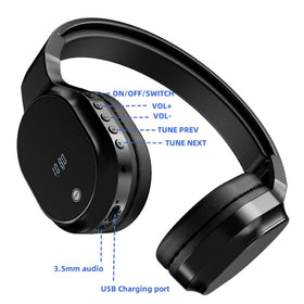 T.TAOMI FM Radio Headphones adjustable headband for a secure fit