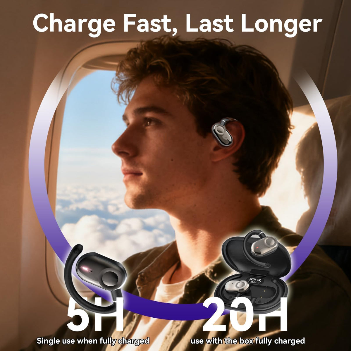 Ttbesmi 20-hour total playback with case supports all-day listening.