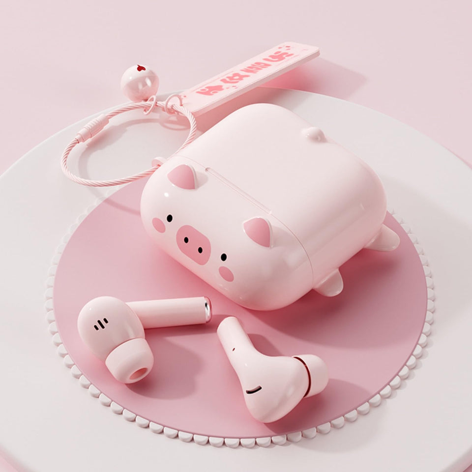 Ttbesmi kids earbuds pink pig design for playful listening on the go