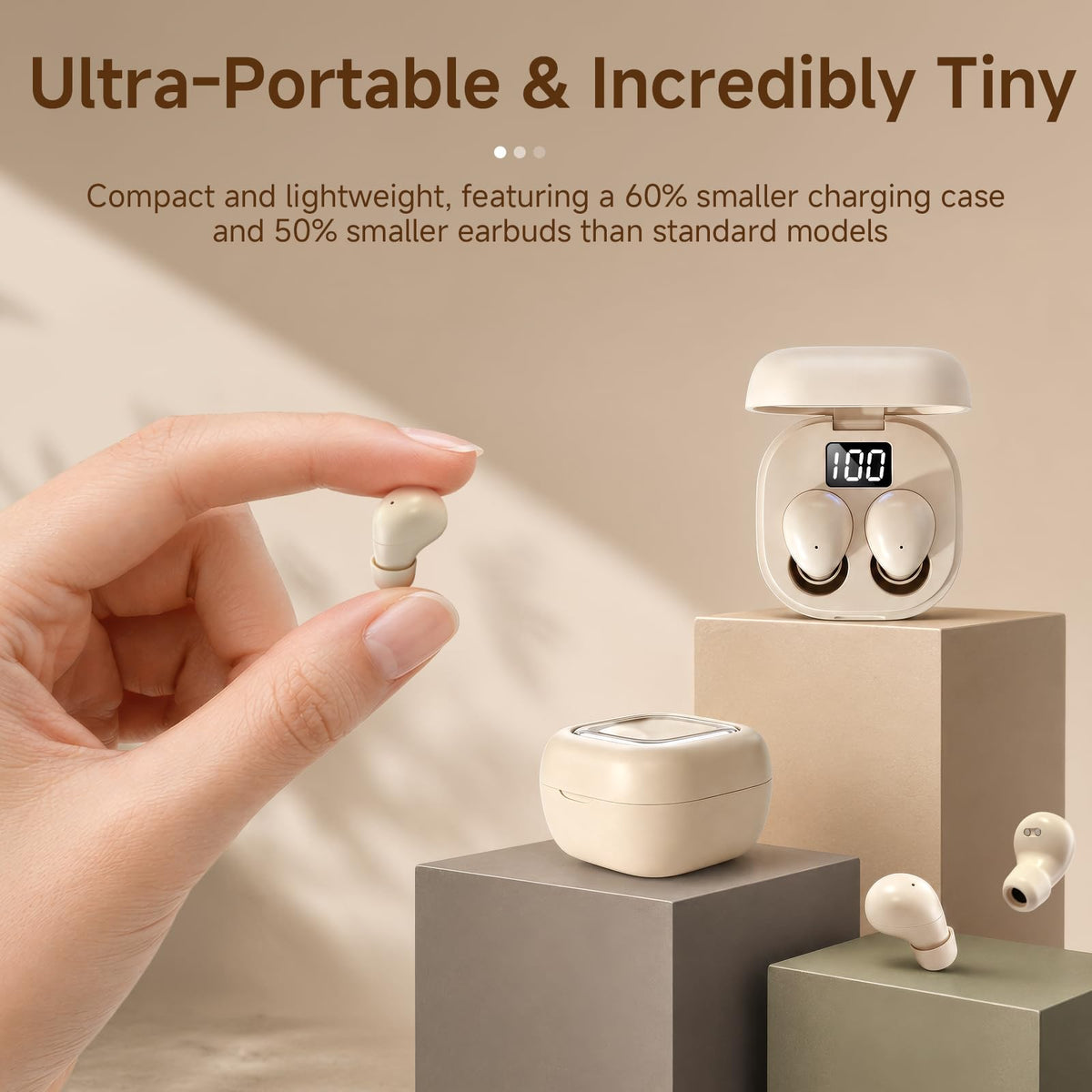 Ttbesmi lightweight mini earbuds minimize ear fatigue during long use.