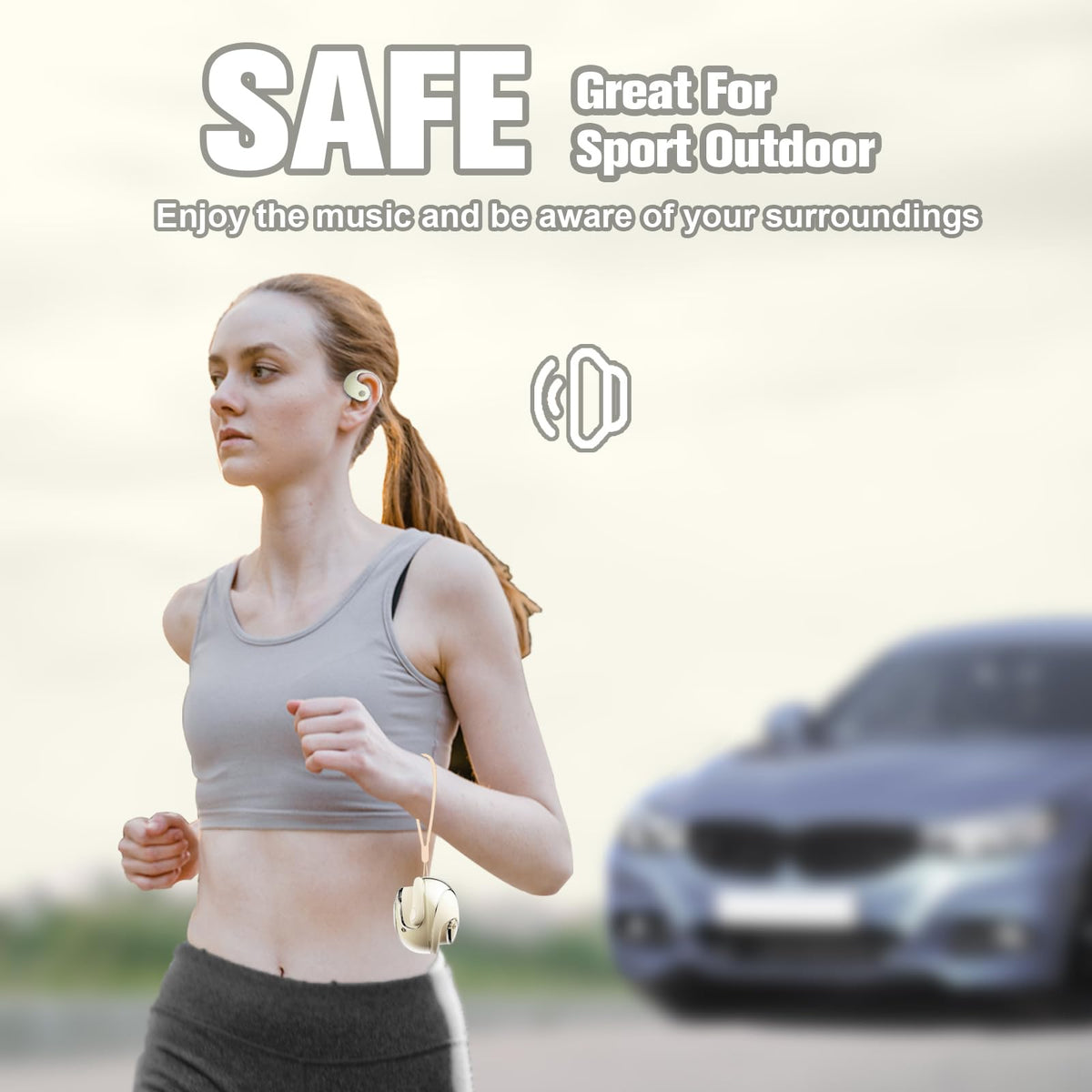 Ttbesmi open-ear headphones IPX5 sweatproof coating for gym sessions.