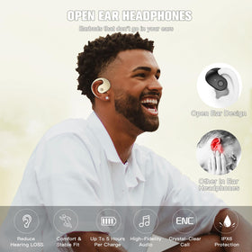 Ttbesmi open-ear headphones durability with skin-friendly ABS for outdoor use.