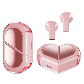 Ttbesmi pink heart earbuds case-transformable, stylish charging case for on-the-go use