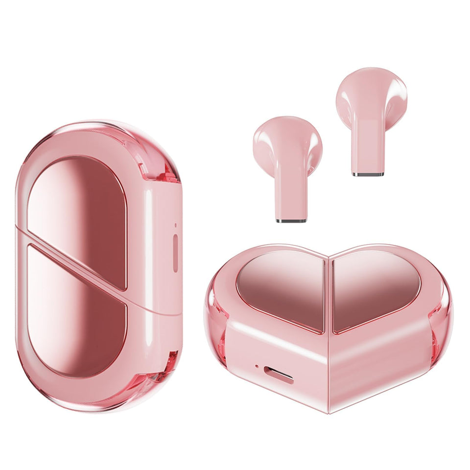 Ttbesmi pink heart earbuds case-transformable, stylish charging case for on-the-go use