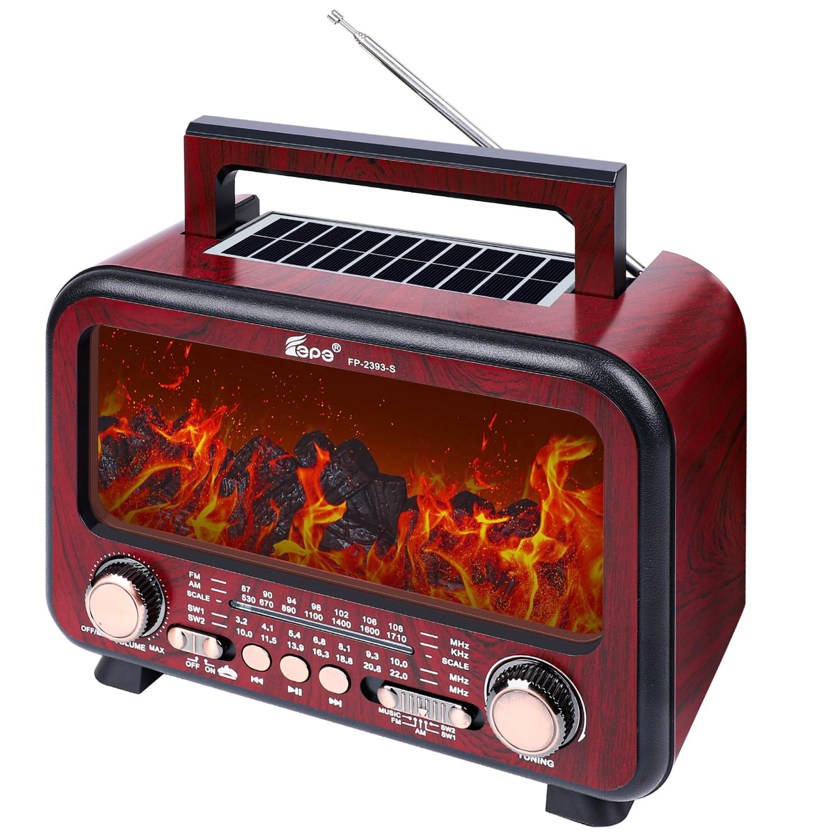 T.TAOMI retro radio with flame lamp creates calming ambience.