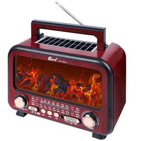 T.TAOMI retro radio with flame lamp creates calming ambience.