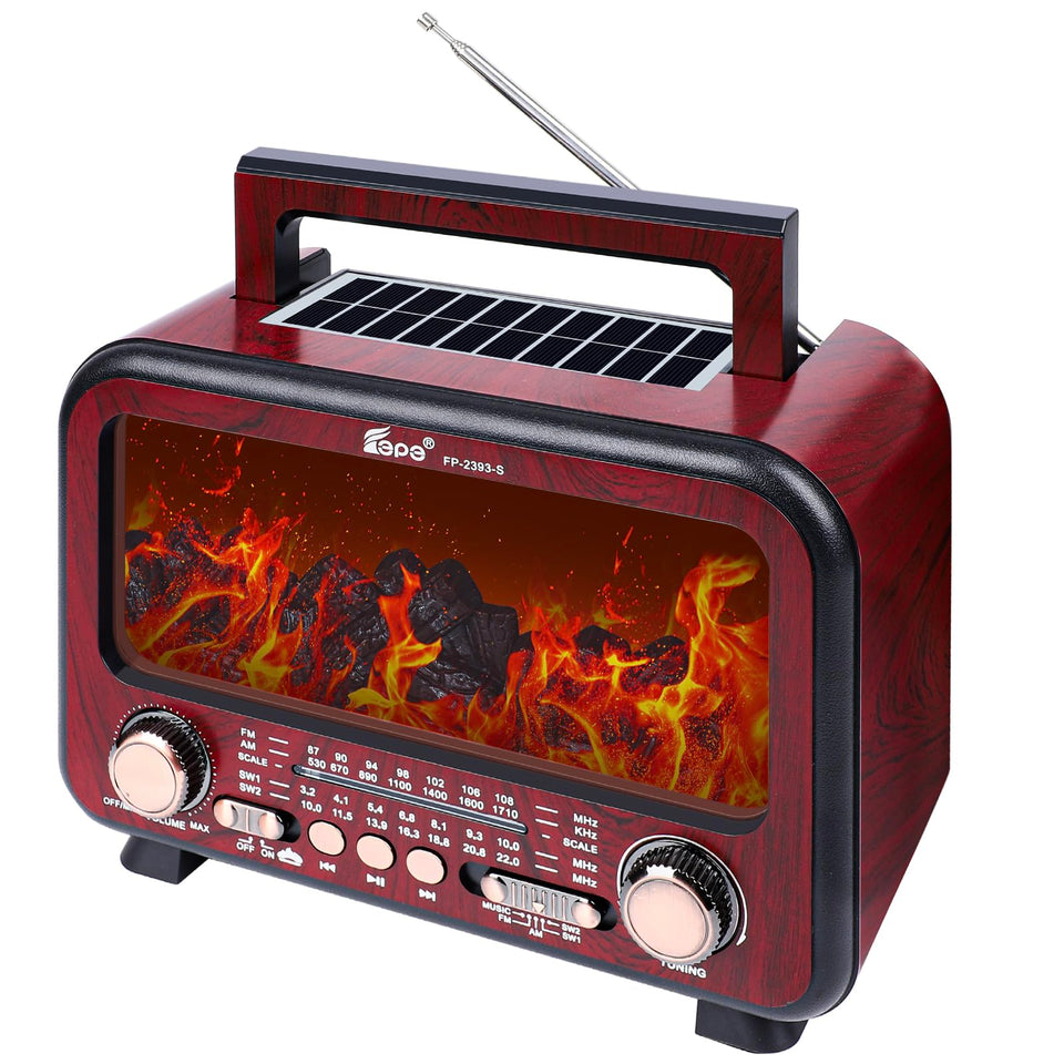 T.TAOMI retro radio with flame lamp creates calming ambience.