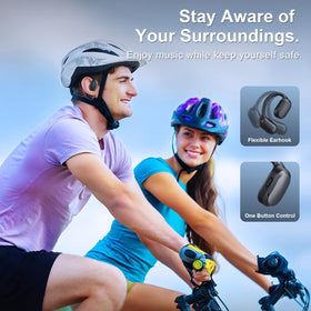 TTQ Open Ear Headphones total playtime up to 36 hours with case.