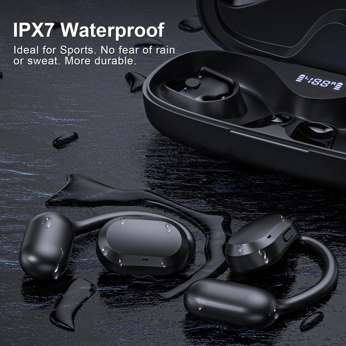 TTQ Open Ear Headphones dual-mic setup improves call quality in busy environments.