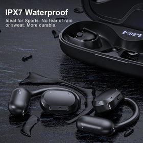 TTQ Open Ear Headphones dual-mic setup improves call quality in busy environments.