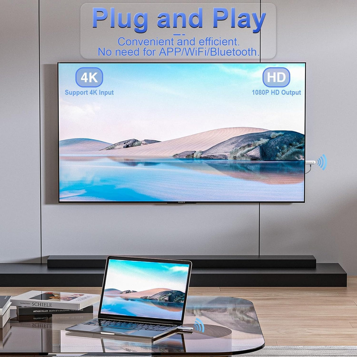 TTQ wireless HDMI dual-band 2.4G/5G for fast, stable wireless transmission
