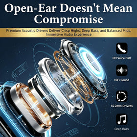 Tuemvia open ear headphones provide Bluetooth 10m range for movement.