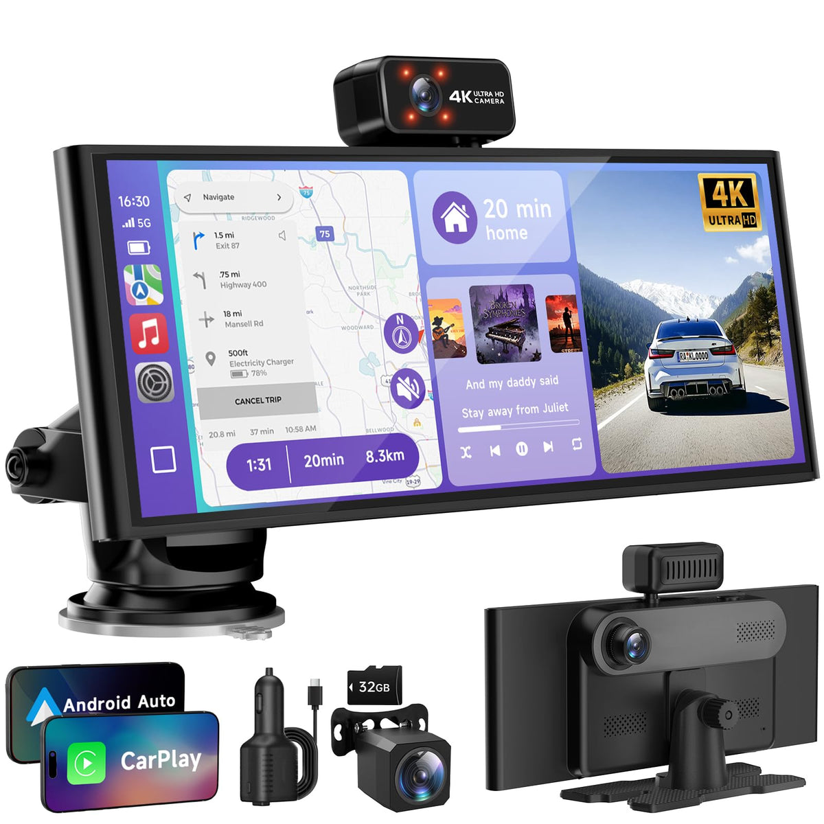 TUIFAC carplay screen wireless display for seamless navigation and hands-free use