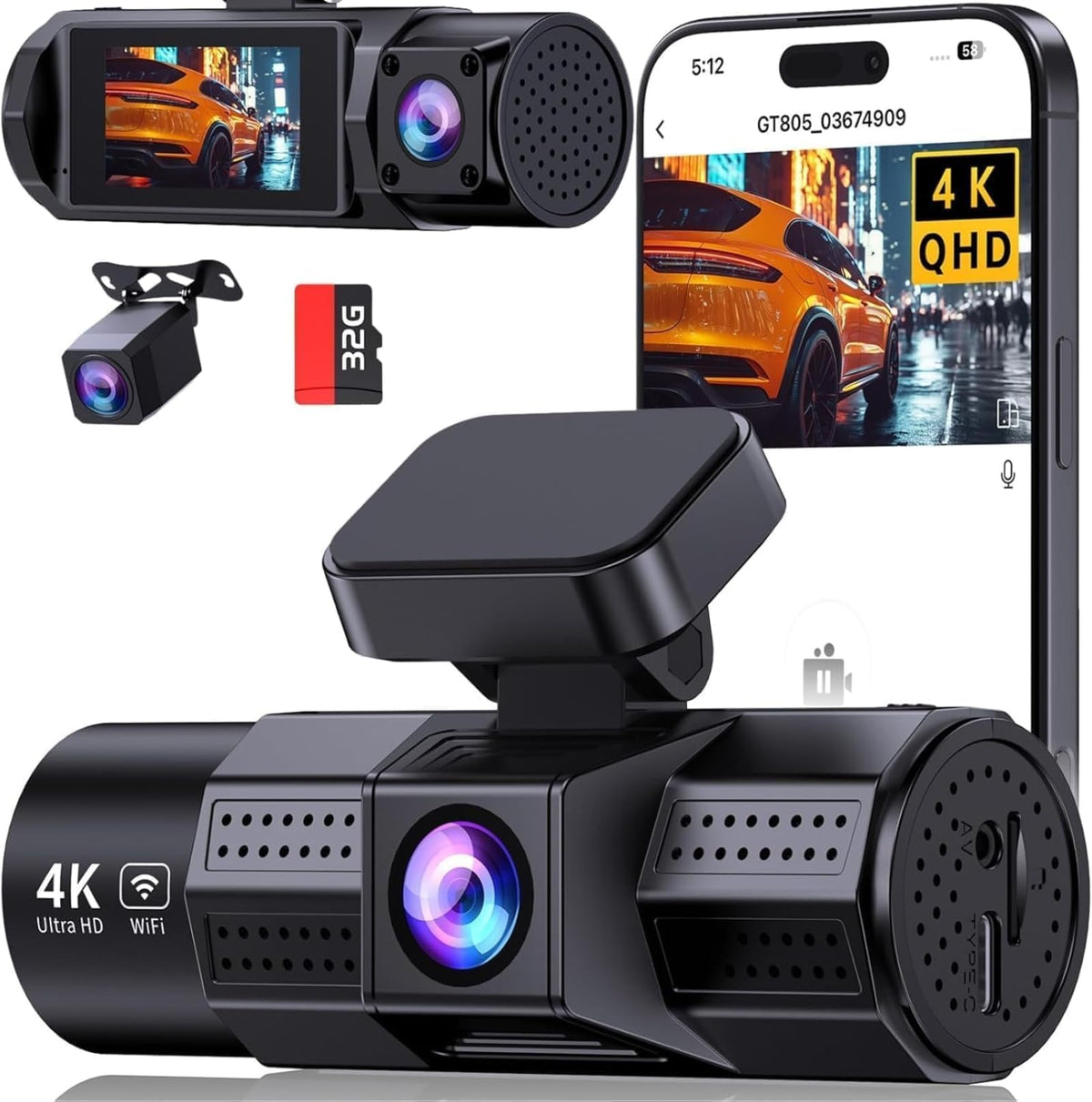 TUIFAC GT805 4K front camera image for sharp daytime footage and wide road view.