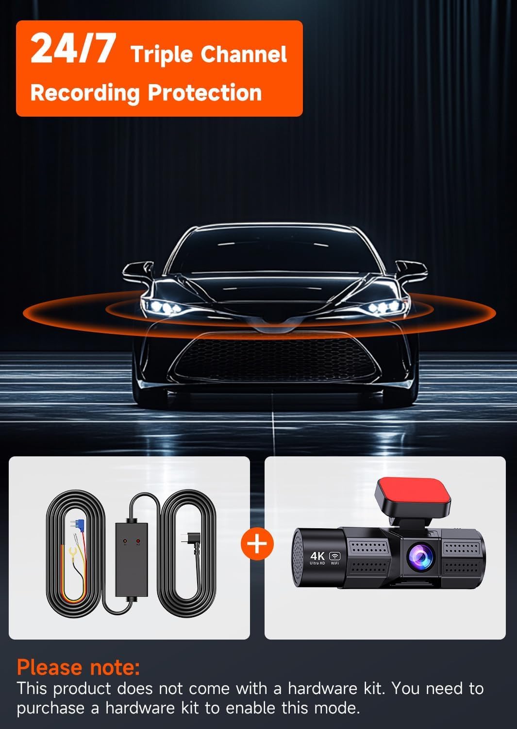 TUIFAC GT805 loop recording with G‑sensor event marking on captured footage.
