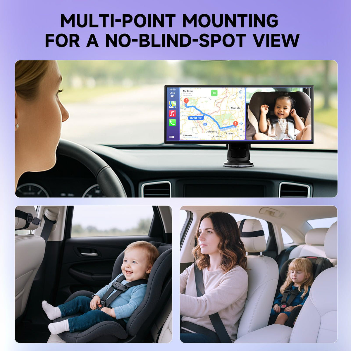 TUIFAC night vision baby monitor camera view for in-car parenting awareness.