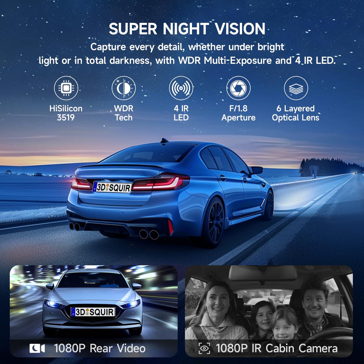 TUIFAC one-button reverse camera with parking lines for easier parking