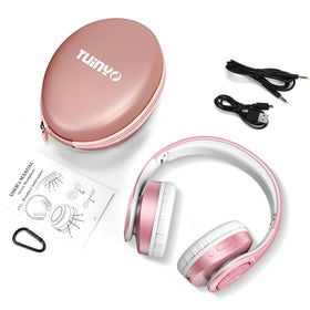 Tuinyo Rose Gold travel case protecting headphones on the go.