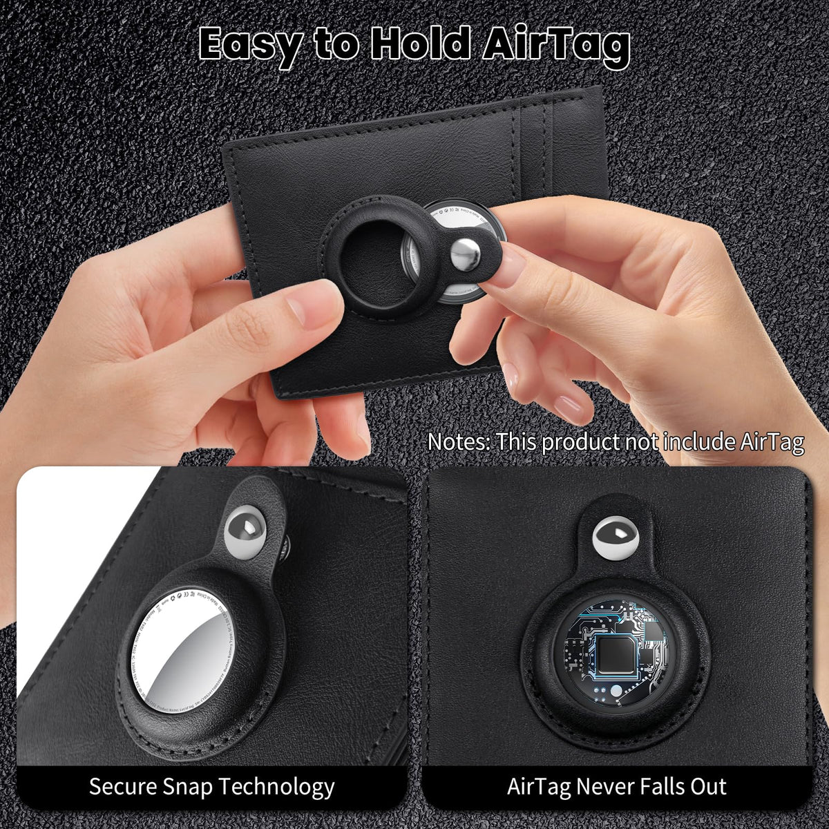 Tukio Air Tracker tucked in a wallet demonstrating discreet item protection