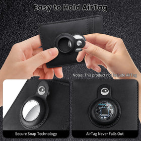 Tukio Air Tracker tucked in a wallet demonstrating discreet item protection