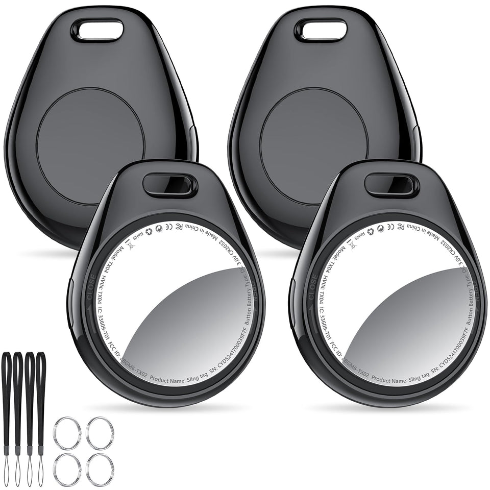 Tukio Air Tracker Tags 4-pack Black bundle for easy item protection and Find My integration.
