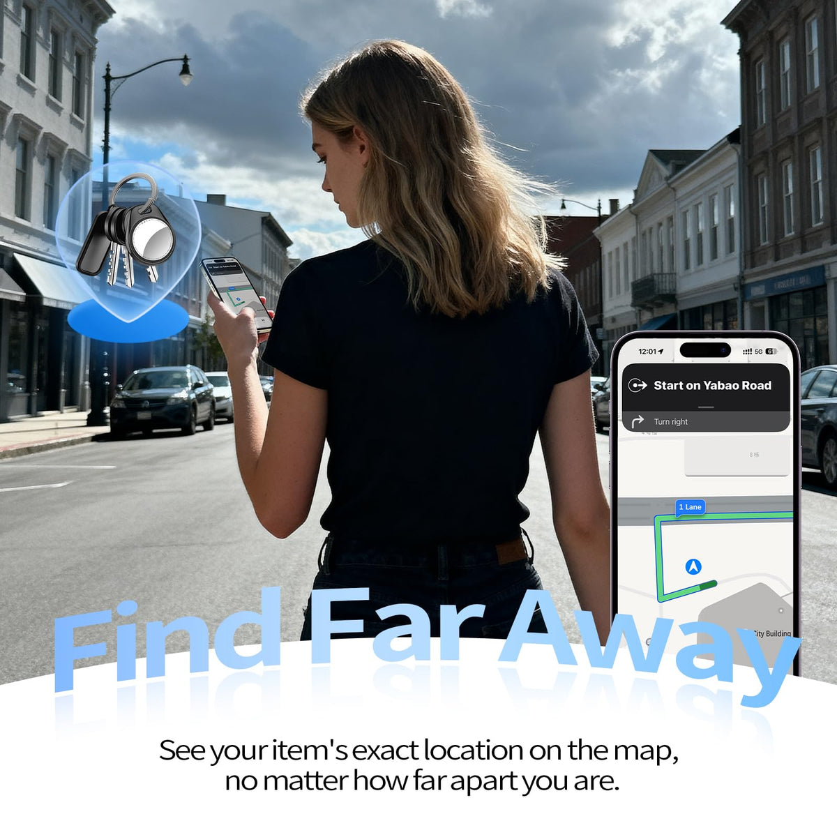 Tukio Air Tracker Tags on luggage showcase quick location via Find My network.