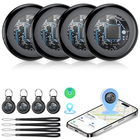 Tukio front packaging showing four Air Tracker Tags and accessories for easy identification